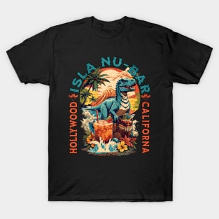 The dinosaur Tiki Isla Nu Bar Tropical Ddrinks Hollywood California T-Shirt